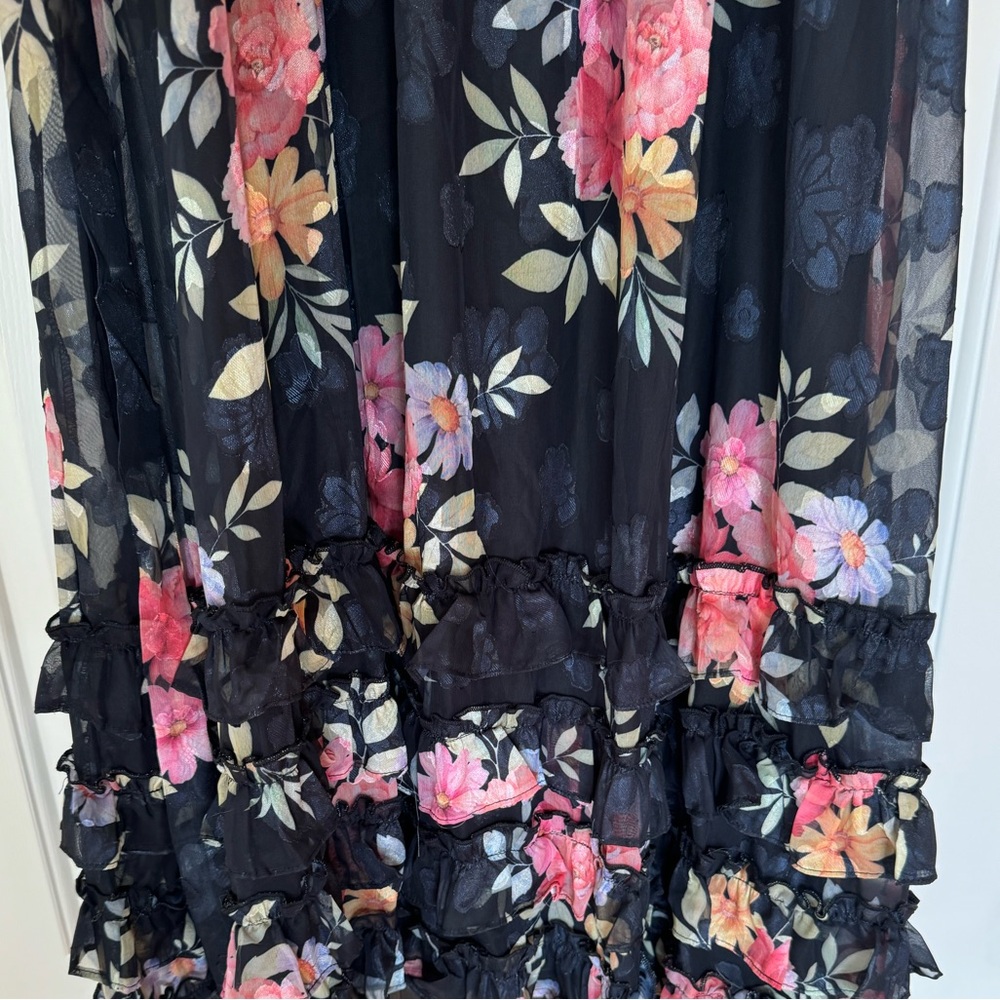Lulu’s Elegant Radiance Black Floral Print Bustier Midi Dress - Picture 7 of 10